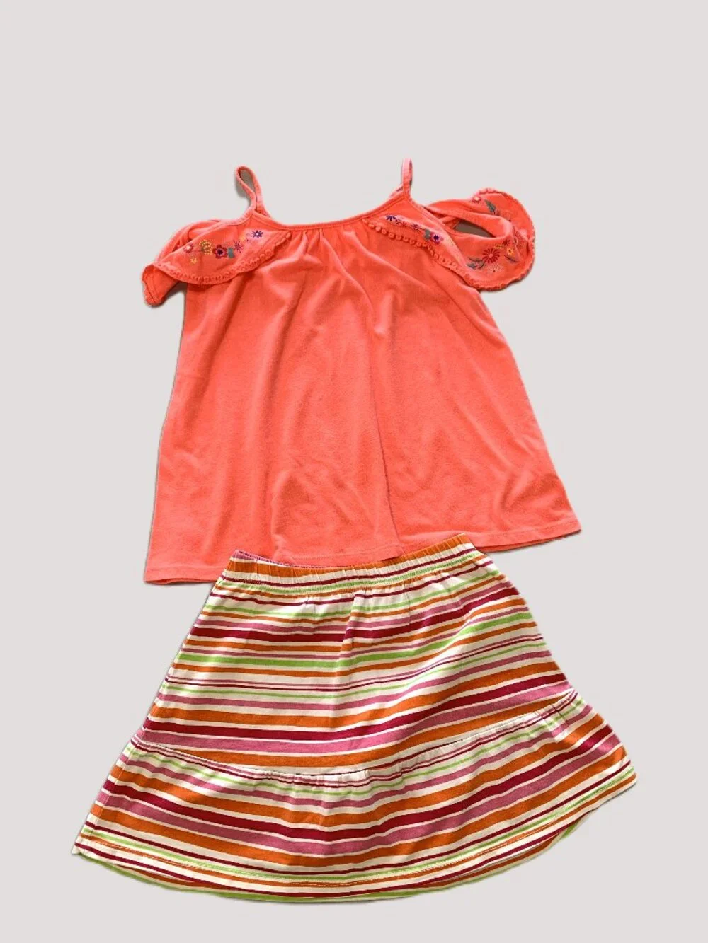 4 Piece Girls Top and Skirt Set. Pink/Blue. Justice/Gymboree. Size 7/8